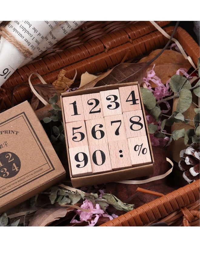 Wooden Rubber Stamps Kit, Number 0-9 Number Stamps Set, Kids Arts Crafts, Suitable  for Card Making