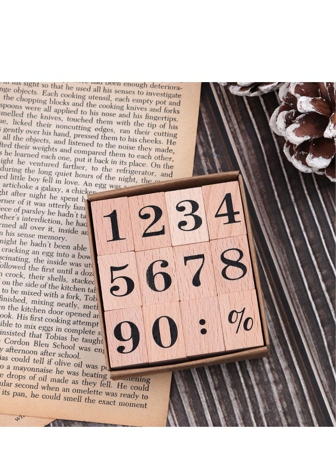 Wooden Rubber Stamps Kit, Number 0-9 Number Stamps Set, Kids Arts Crafts, Suitable  for Card Making