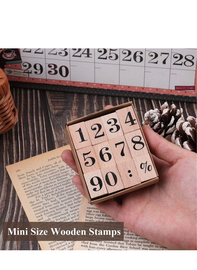 Wooden Rubber Stamps Kit, Number 0-9 Number Stamps Set, Kids Arts Crafts, Suitable  for Card Making