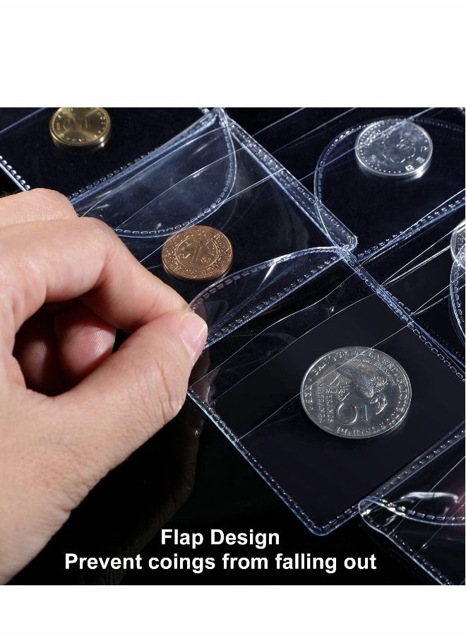 Single Pocket Coin Sleeves, 50 Pcs Collectors Individual Clear Plastic Sleeves Holders Small Pouch Protector for Coins Jewelry and Items Storage (2.2 Inches)