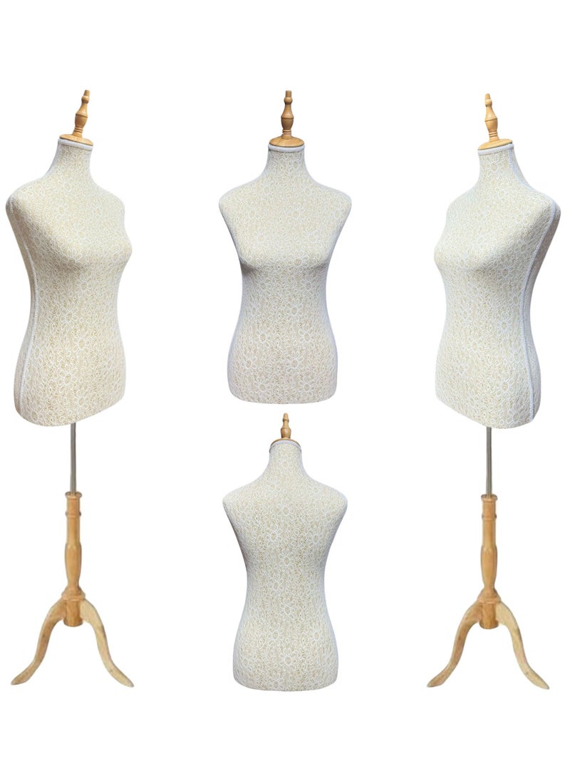 170cm Female Mannequin Torso Body Dress Form with Adjustable Wood Tripod Stand, Women Mannequin Torso for Clothing Store, Mannequins Head, Clothes Window Display, Boutiques, Jewellery Clothing Forms