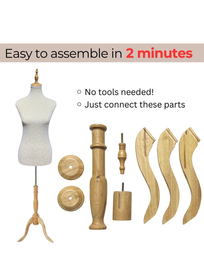 170cm Female Mannequin Torso Body Dress Form with Adjustable Wood Tripod Stand, Women Mannequin Torso for Clothing Store, Mannequins Head, Clothes Window Display, Boutiques, Jewellery Clothing Forms