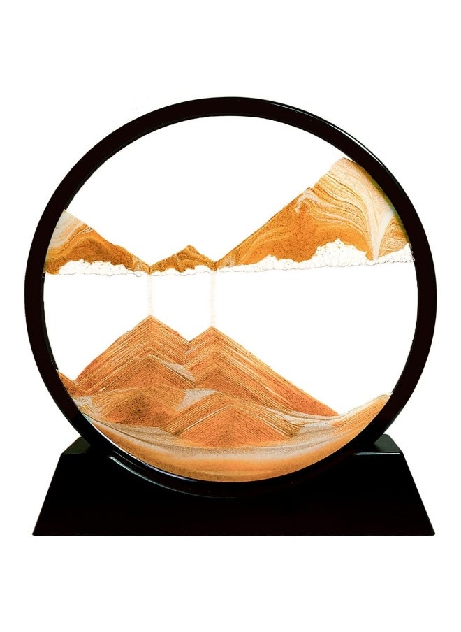 Flowing Sand Painting Moving Sand Art Picture Round Glass 3D Deep Sea Sandscape in Motion Display Flowing Sand Frame Home Office Desktop Decorations 7IN Yellow