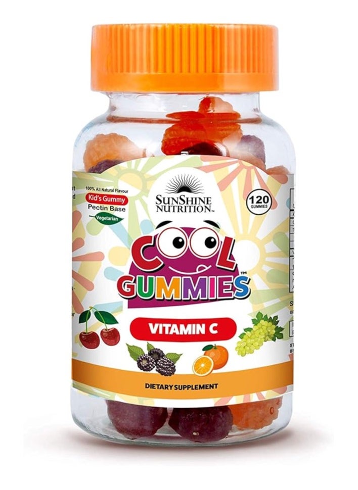 Sunshine Nutrition Vitamin C Cool Gummies For Kids 120 Gummies | 100% All Natural Flavor | Gluten Free