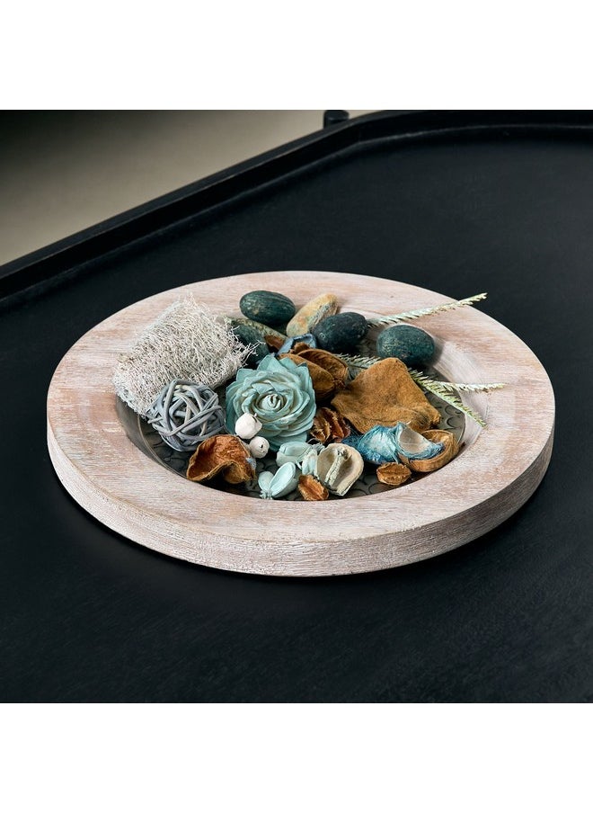 Flig Decorative Wooden Tray with Iron Detail 30 x 2.5 x 30 cm