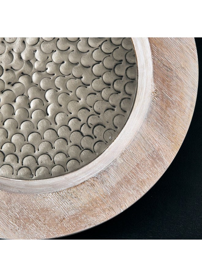 Flig Decorative Wooden Tray with Iron Detail 30 x 2.5 x 30 cm