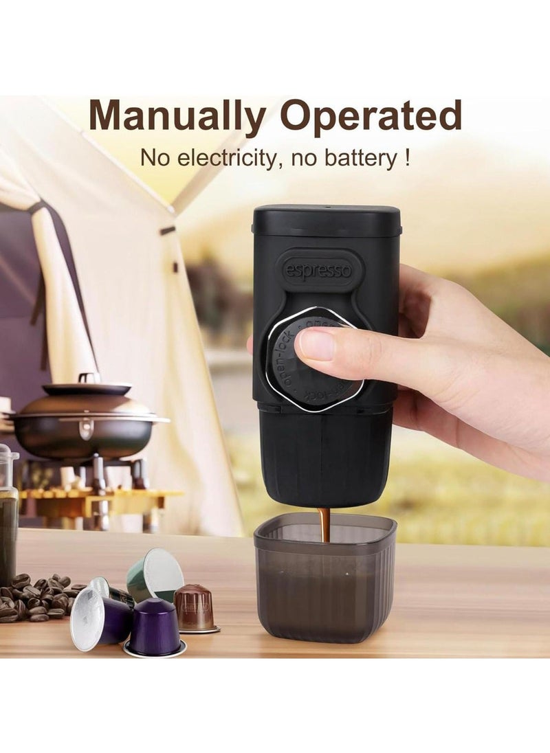 Mini Portable Espresso Coffee Maker, 18 Bar Manual Coffee Machine for Travel, Camping, Outdoor, and Home  Small Handheld Coffee Brewer for Fresh Espresso Anywhere