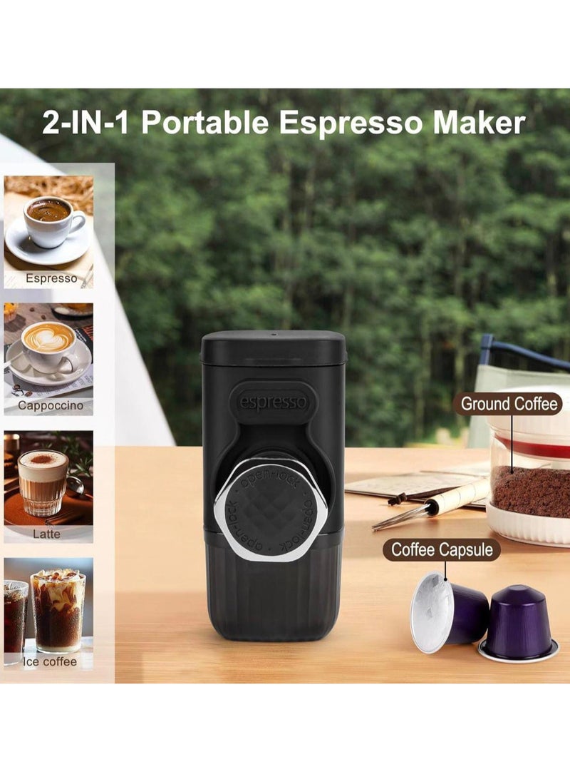 Mini Portable Espresso Coffee Maker, 18 Bar Manual Coffee Machine for Travel, Camping, Outdoor, and Home  Small Handheld Coffee Brewer for Fresh Espresso Anywhere