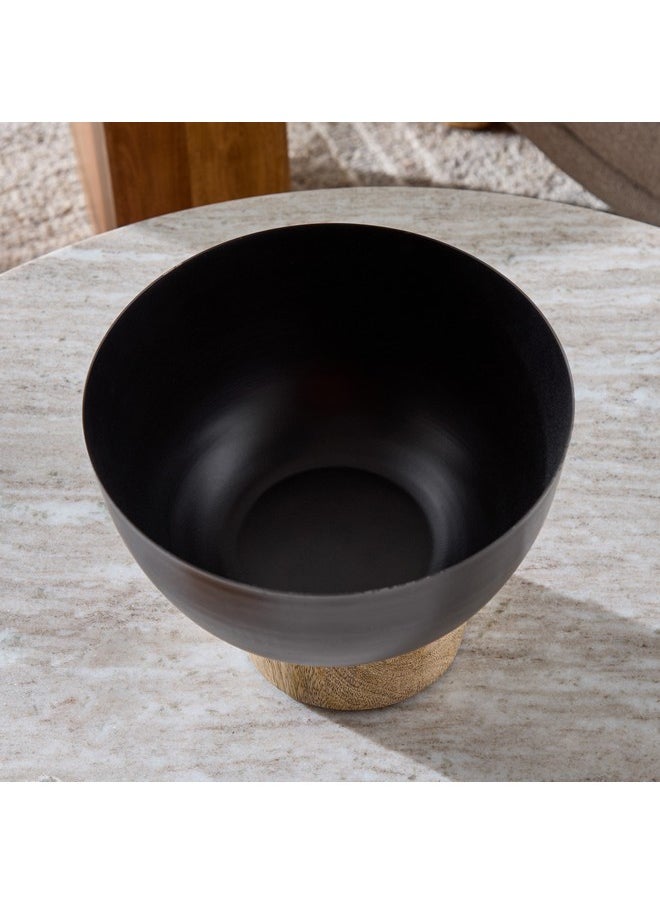 Drane Metal Decorative Bowl with Wooden Base 22.5 x 18.5 x 22.5 cm