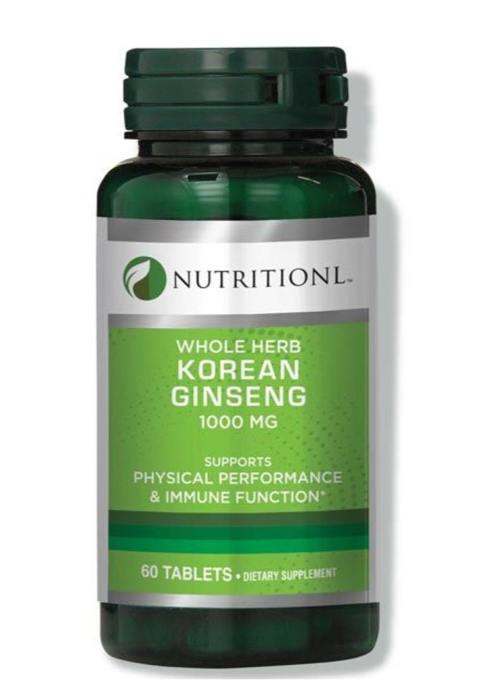 Nutritionl Korean Ginseng 1000mg Tabs 60'S