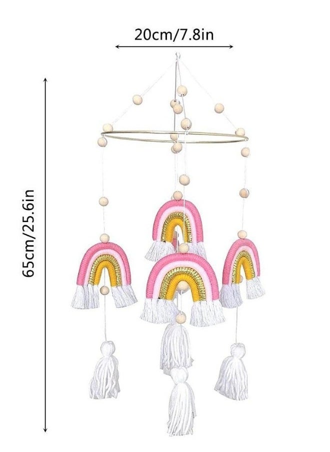 Baby Wind Chimes,Mobile Baby Cot Mobile Wind Chime Rattle Toy Macrame Rainbow Nursery Hanging Bed Bell Gift for Baby Nursery, Home Decoration, Unique Wind Chimes