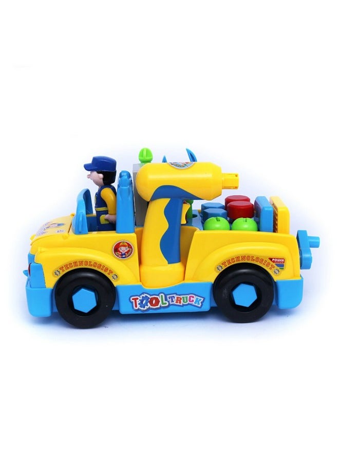 Construction Tool Truck With Drill And Tools, Light And Music, Bump And Go Action Toy For Kids Boys & Girls - 36M+