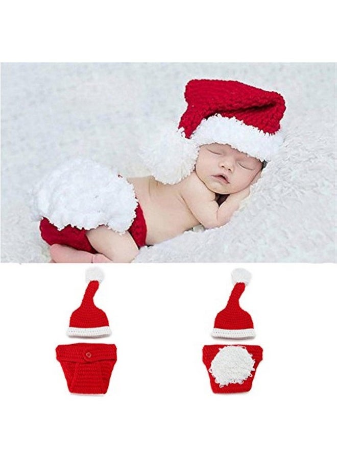 Christmas Santa Clause Christmas Shorts N Cap Costum Set Newborn Photography Shoot Props Costume Red