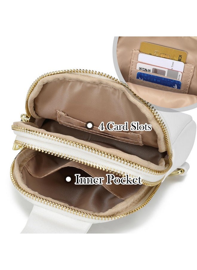 Small Crossbody Sling Bags For Women Vegan Leather Cell Phone Purse Fanny Packs For Women Men (White)