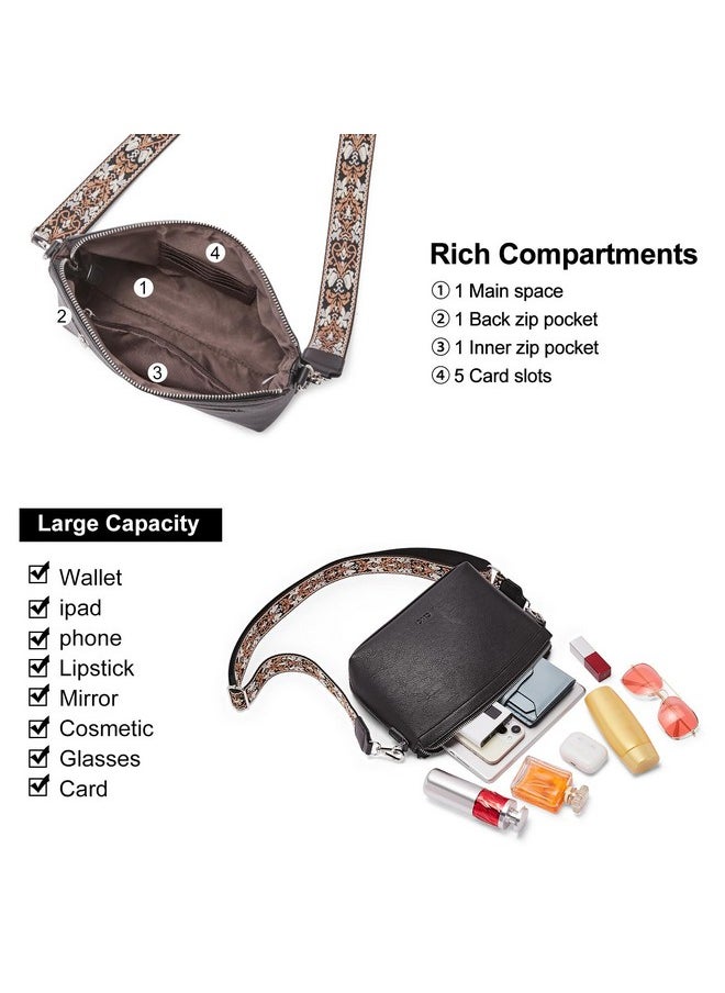 Crossbody Purses For Women Trendy Vegan Leather Small Crossbody Bags Women Shoulder Handbags With Wide Straps