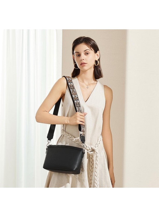 Crossbody Purses For Women Trendy Vegan Leather Small Crossbody Bags Women Shoulder Handbags With Wide Straps