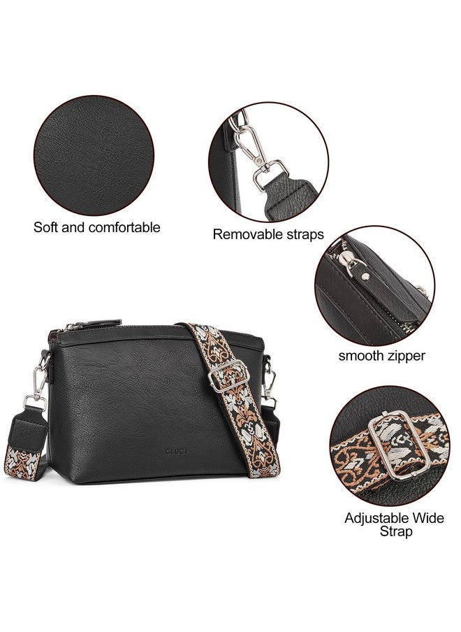 Crossbody Purses For Women Trendy Vegan Leather Small Crossbody Bags Women Shoulder Handbags With Wide Straps