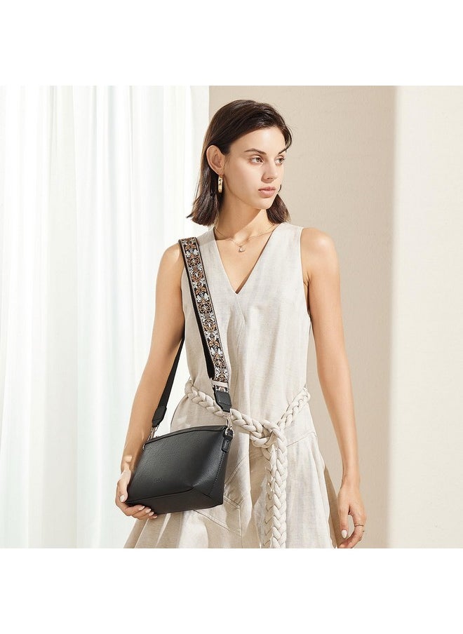 Crossbody Purses For Women Trendy Vegan Leather Small Crossbody Bags Women Shoulder Handbags With Wide Straps
