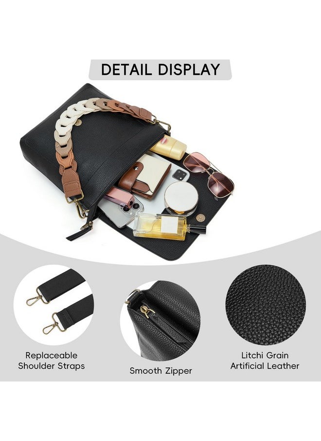 Crossbody Bags For Women, Soft Litchi Leather Women'S Crossbody Handbags, Purses For Women Crossbody Bag With 2 Straps