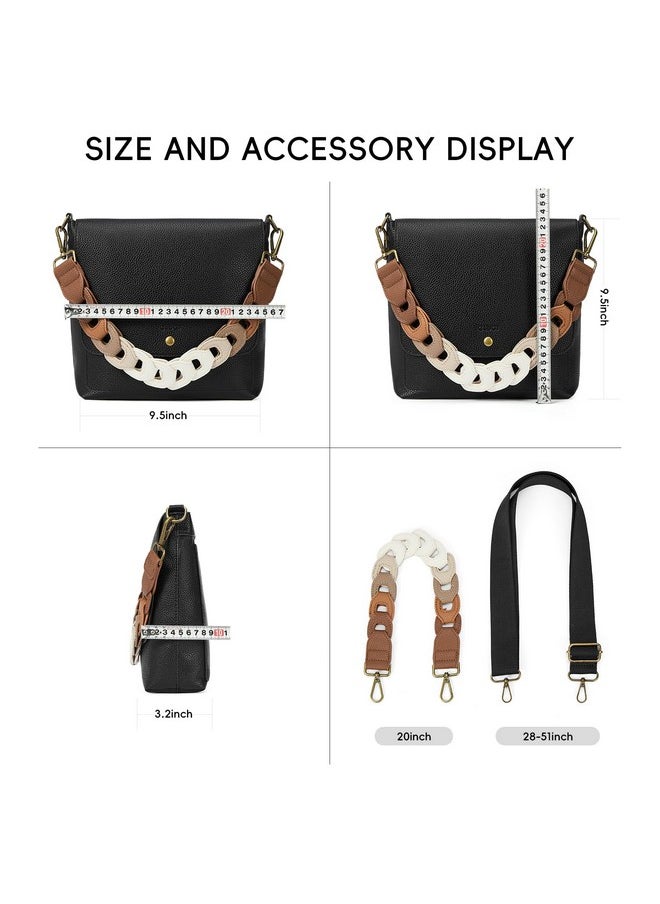 Crossbody Bags For Women, Soft Litchi Leather Women'S Crossbody Handbags, Purses For Women Crossbody Bag With 2 Straps
