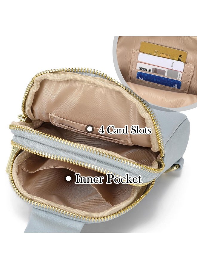 Small Crossbody Sling Bags For Women Vegan Leather Cell Phone Purse Fanny Packs For Women Men(Light Blue)