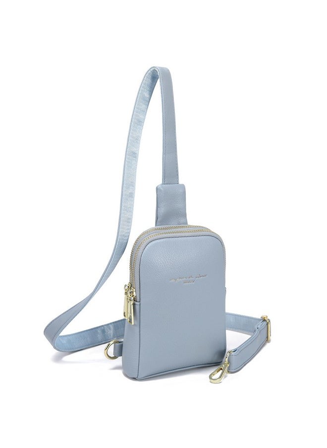 Small Crossbody Sling Bags For Women Vegan Leather Cell Phone Purse Fanny Packs For Women Men(Light Blue)