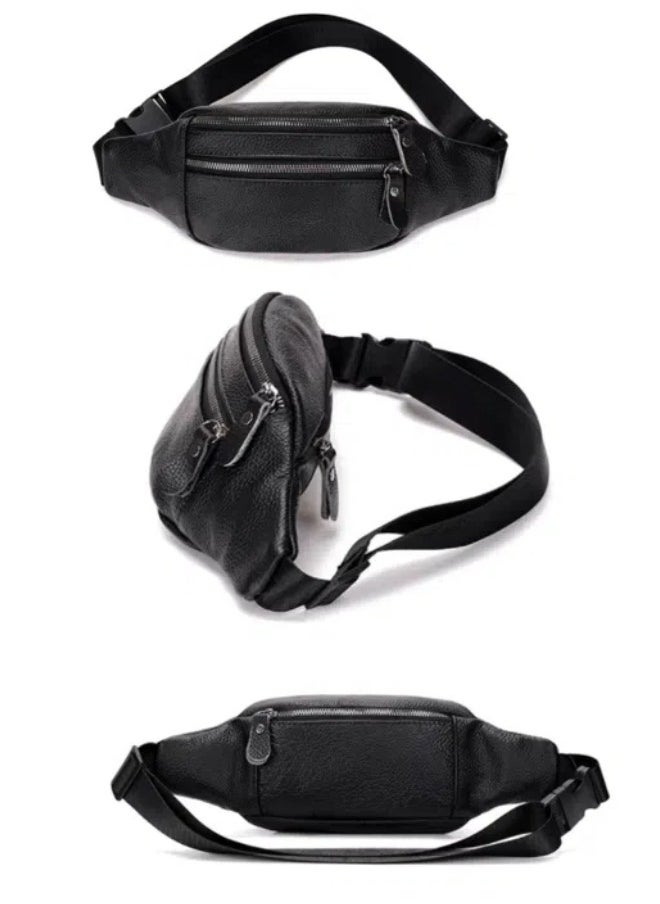 Multi Functional Men's Waist Bag, Retro Crossbody Bag, Sports And Fashionable Mobile Phone Bag (Black)