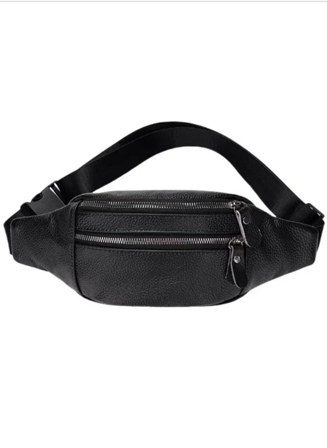 Multi Functional Men's Waist Bag, Retro Crossbody Bag, Sports And Fashionable Mobile Phone Bag (Black)