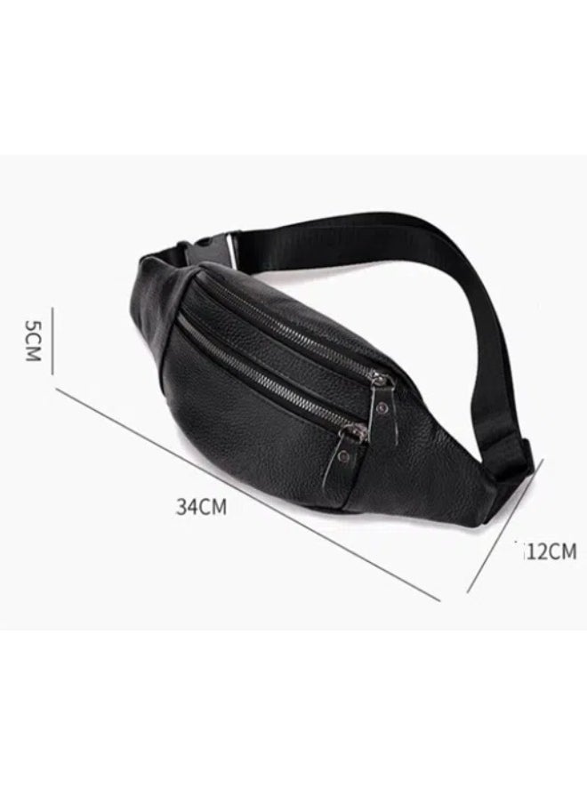 Multi Functional Men's Waist Bag, Retro Crossbody Bag, Sports And Fashionable Mobile Phone Bag (Black)