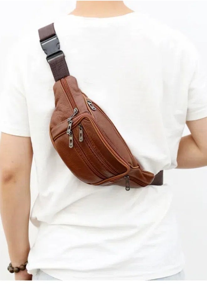 Men's Compartment Shoulder Bag Waist Bag, Mobile Phone Bag Waist Bag, Versatile And Durable (Khaki Color)