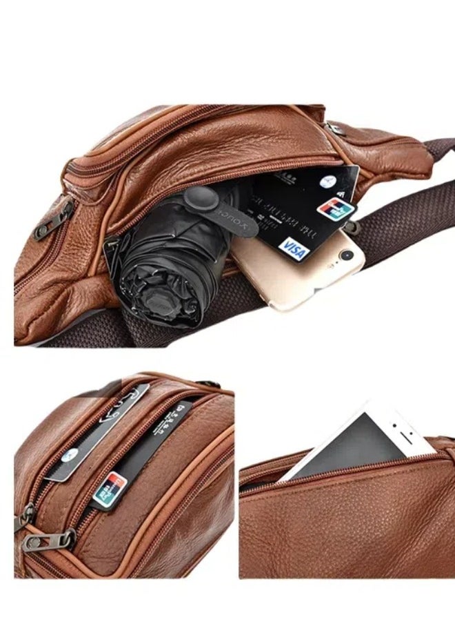 Men's Compartment Shoulder Bag Waist Bag, Mobile Phone Bag Waist Bag, Versatile And Durable (Khaki Color)