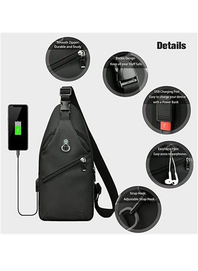 Crossbody Gaming Bag, Portable Waterproof Travel Bag, for Nintendo Switch, Lite, OLED, Backpack Carrying Case Boy for Console Dock Accessories Storage, USB Charging Port