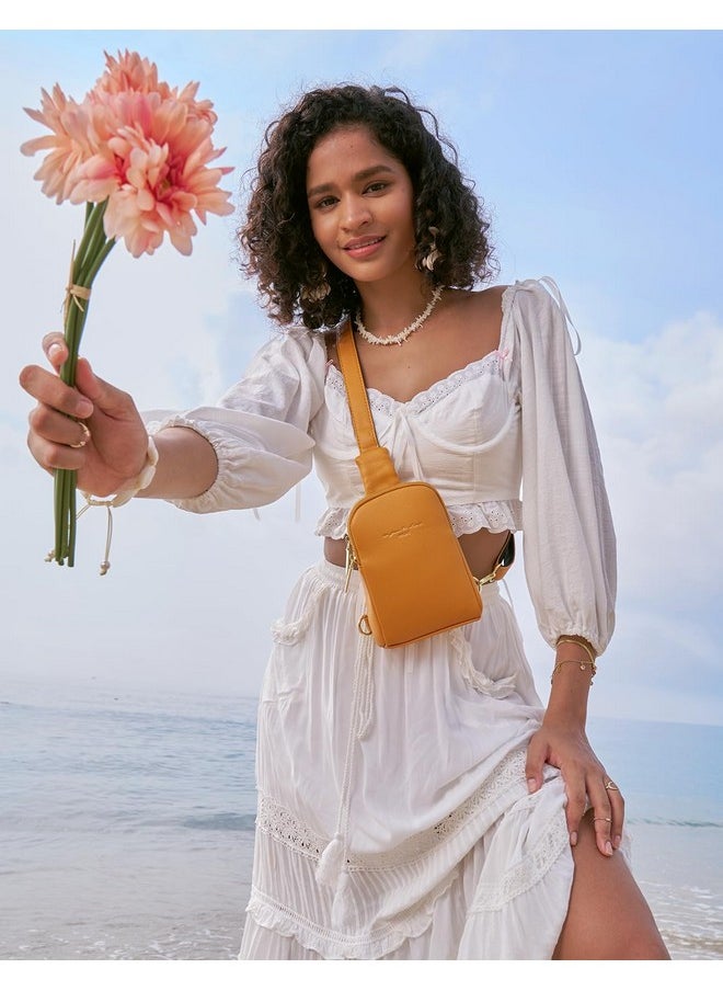 Small Crossbody Sling Bags For Women Vegan Leather Cell Phone Purse Fanny Packs For Women Men(Dark Brown)