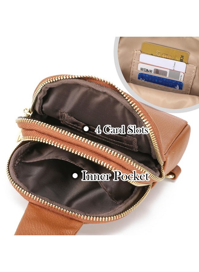 Small Crossbody Sling Bags For Women Vegan Leather Cell Phone Purse Fanny Packs For Women Men(Dark Brown)