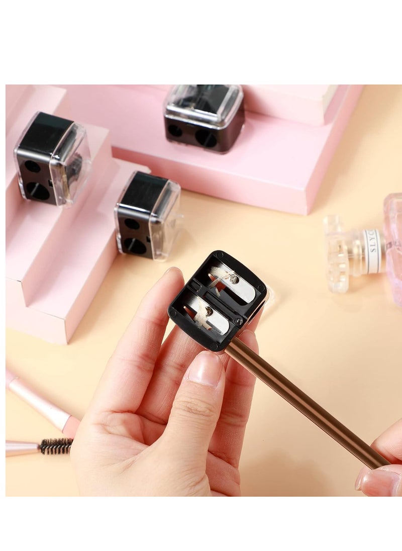 15 Pcs Eyeliner Sharpener Dual Makeup Sharpeners Cosmetic Pencil Sharpener Compact Makeup Pencil Sharpeners for Eyeliner Lip Liner Pencils, Black