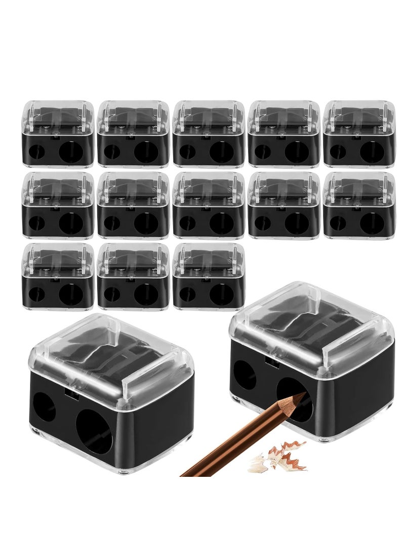 15 Pcs Eyeliner Sharpener Dual Makeup Sharpeners Cosmetic Pencil Sharpener Compact Makeup Pencil Sharpeners for Eyeliner Lip Liner Pencils, Black