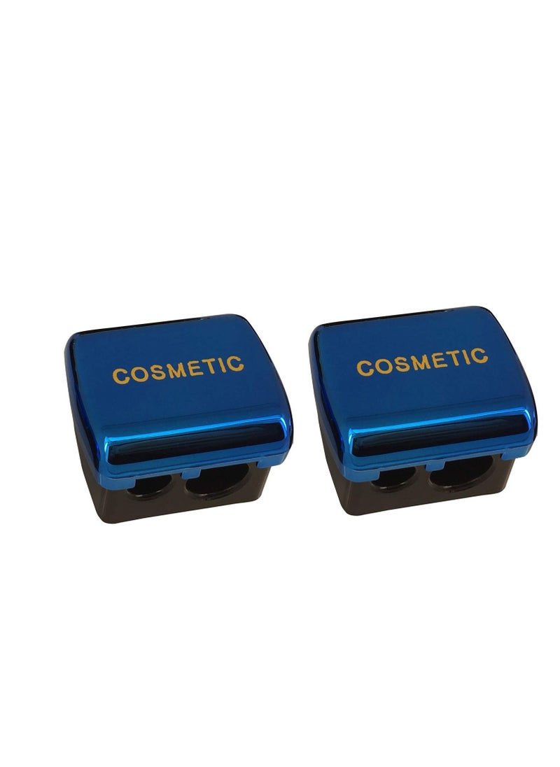 Dual Makeup Sharpener (2 pack) for Cosmetic Eyebrow Eyeliner Pencil, Blue