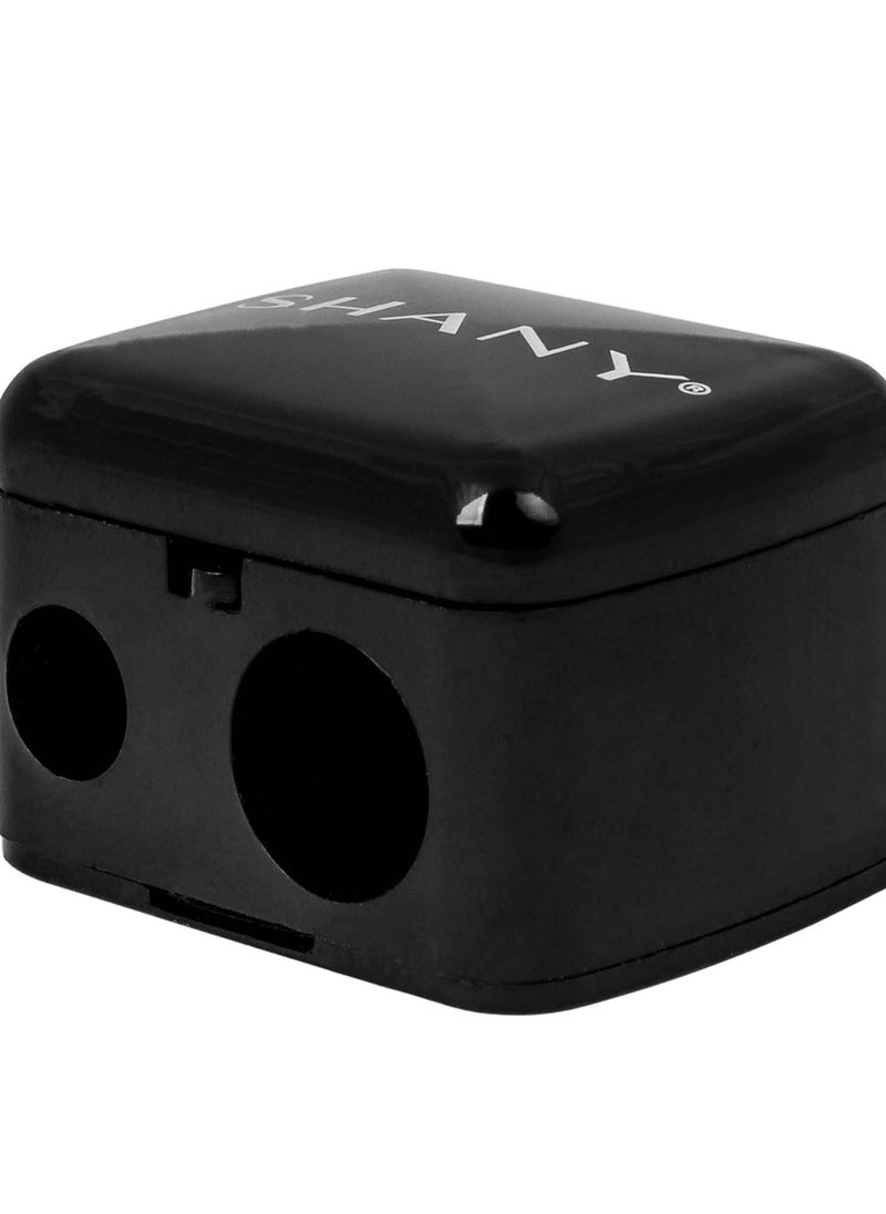 SHANY Cosmetic Pencil Sharpener - Eyeliner and Lip Pencil Dual Sharpener with Removable Lid for Traditional and Jumbo Pencils