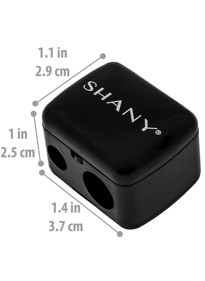 SHANY Cosmetic Pencil Sharpener - Eyeliner and Lip Pencil Dual Sharpener with Removable Lid for Traditional and Jumbo Pencils