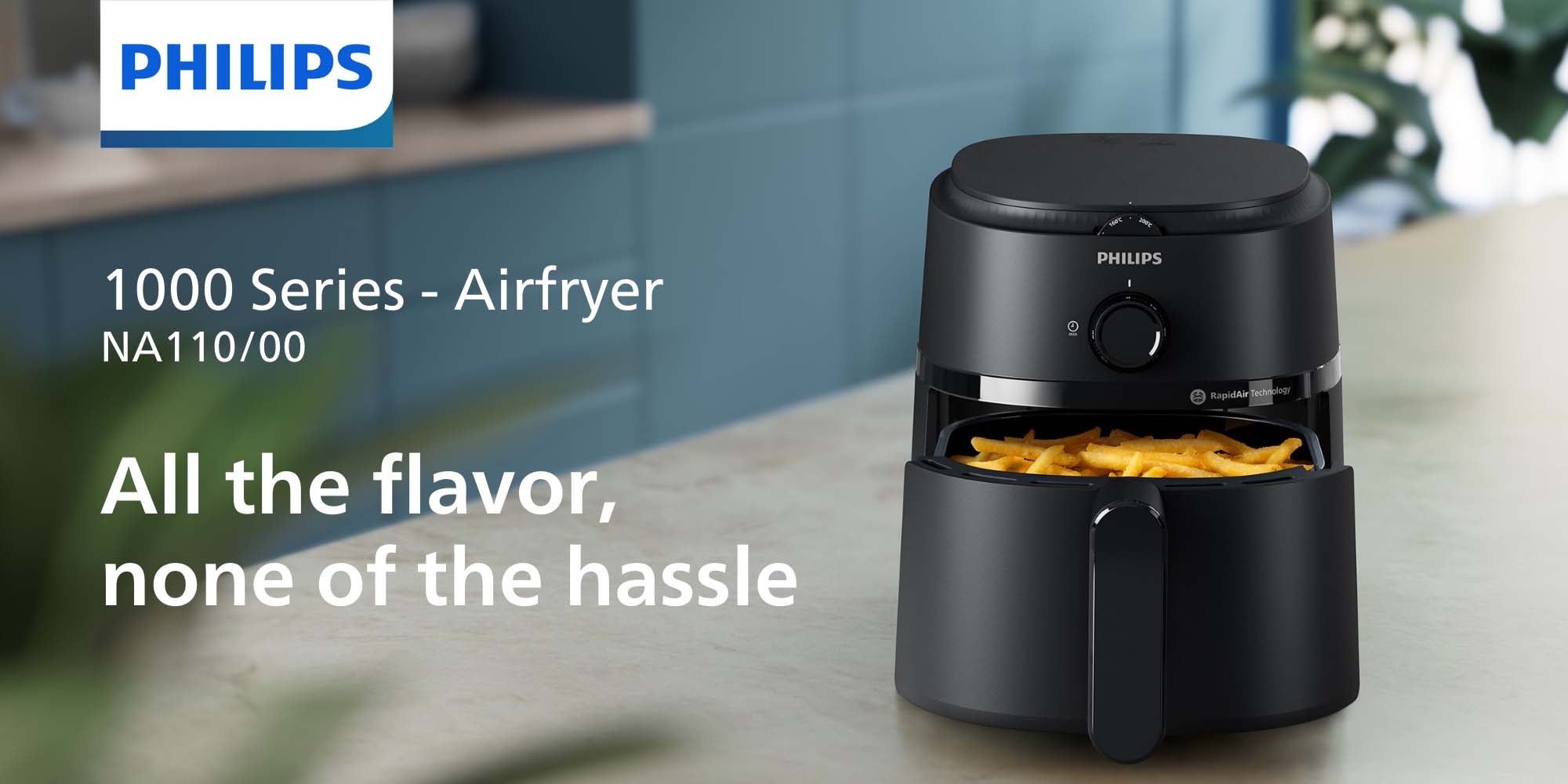 Airfryer Compact - Analogue, 12 Cooking Functions, Rapid Air Technology, 3.2 L 1300 W NA110/09 Black