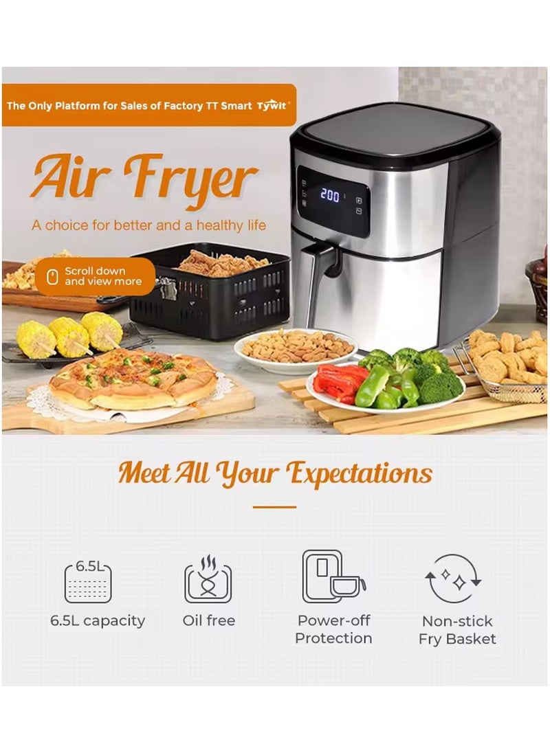 6.5L Air Fryer Rapid Healthy Cooker Oven Low Fat Oil Free Food Frying Non-Stick