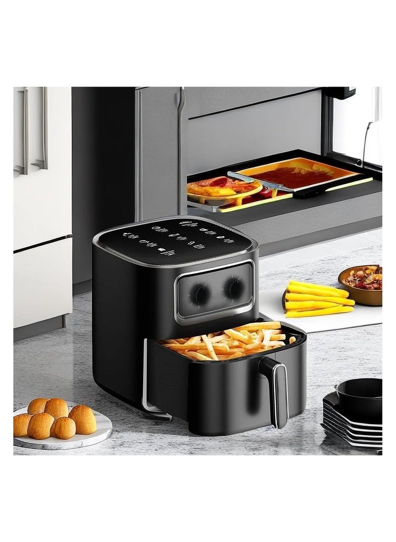 Air fryer, 10-liter hot air fryer, 360-degree air circulation technology, 8 cooking functions with cooking time, 3800 watts, audible warning system.