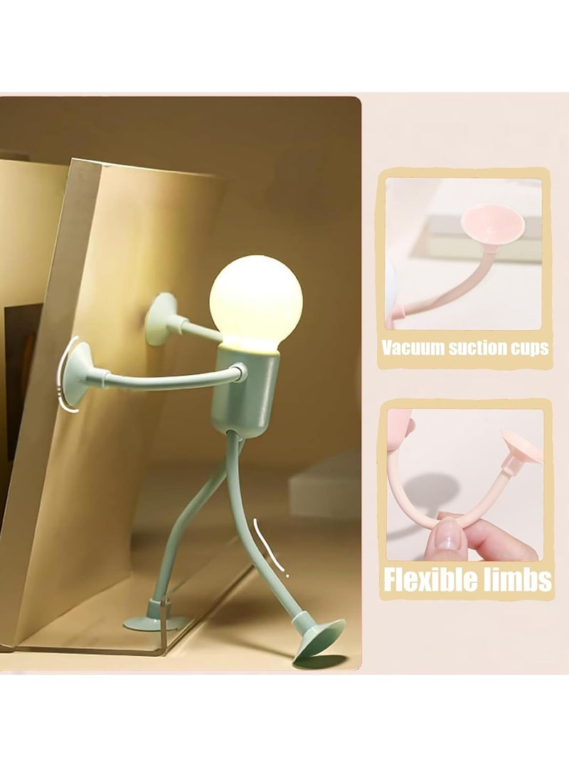 4Pcs Changeable Shape Funny Sportsman Night Light DIY Shape Night Lights Cute Light Bulb Man Night Light Changeable Form with Suction Cup Bendable Desk Lamp