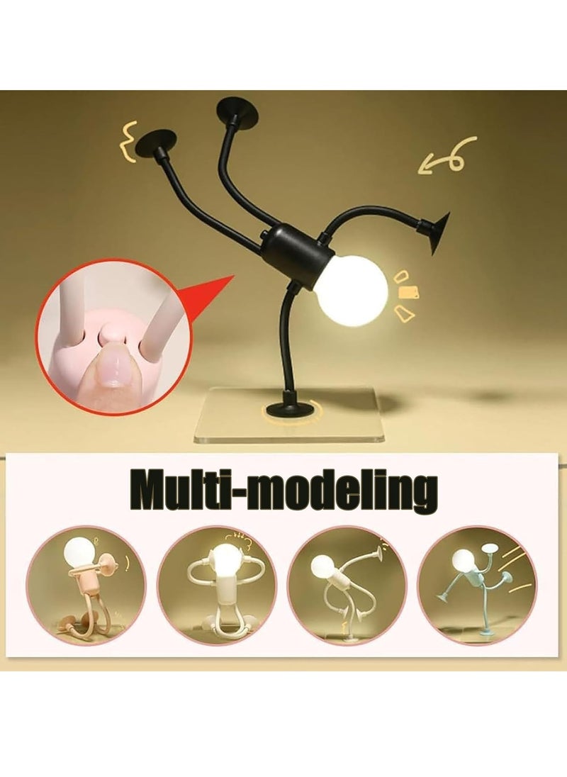 4Pcs Changeable Shape Funny Sportsman Night Light DIY Shape Night Lights Cute Light Bulb Man Night Light Changeable Form with Suction Cup Bendable Desk Lamp