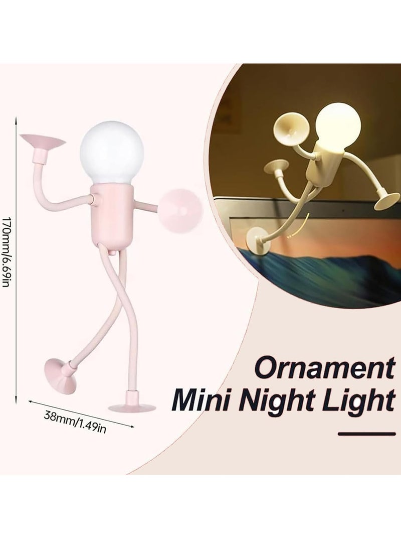 4Pcs Changeable Shape Funny Sportsman Night Light DIY Shape Night Lights Cute Light Bulb Man Night Light Changeable Form with Suction Cup Bendable Desk Lamp