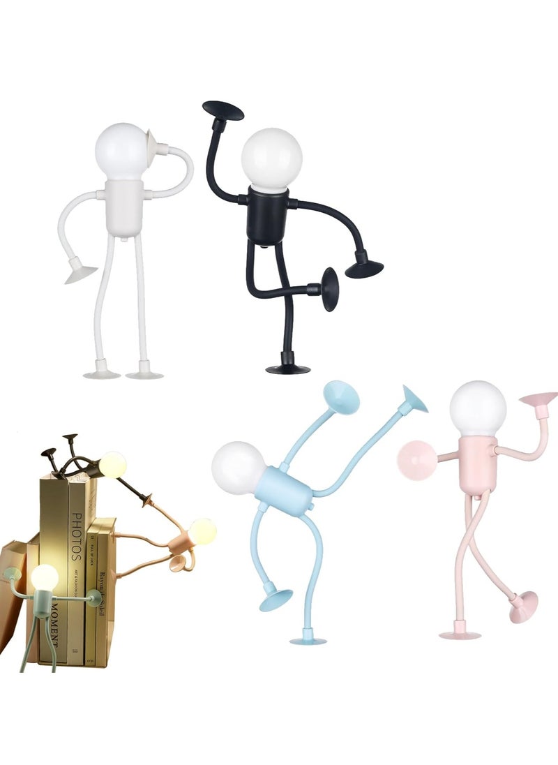 4Pcs Changeable Shape Funny Sportsman Night Light DIY Shape Night Lights Cute Light Bulb Man Night Light Changeable Form with Suction Cup Bendable Desk Lamp