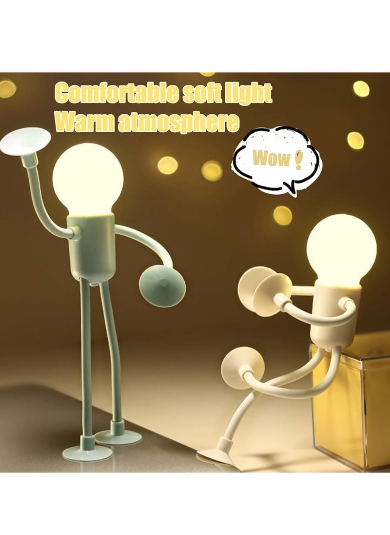 4Pcs Changeable Shape Funny Sportsman Night Light DIY Shape Night Lights Cute Light Bulb Man Night Light Changeable Form with Suction Cup Bendable Desk Lamp