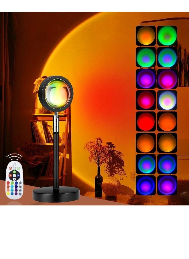 Sunset Lamp Projection, 16 Colors Changing Projector Rainbow Night Light Sunlight Room Decor 360 Degree Rotation for Decorations Photography/Party/Bedroom/Home Lamps