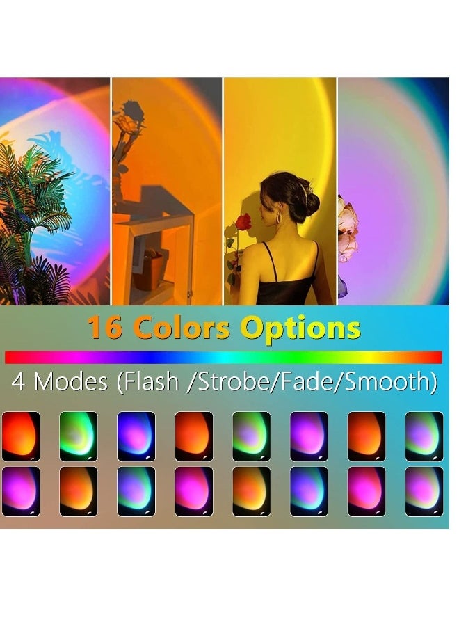 Sunset Lamp Projection, 16 Colors Changing Projector Rainbow Night Light Sunlight Room Decor 360 Degree Rotation for Decorations Photography/Party/Bedroom/Home Lamps