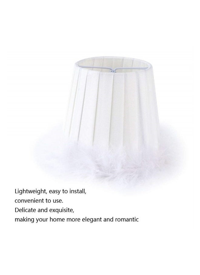 Feather Lamp Shade, Small Clip Lamp Shade, Modern Lampshade Fabric Lampshade with Feather, White Cloth Small Lampshade for Table Chandelier Wall Lamp, 3.3x4.7x4.3inch